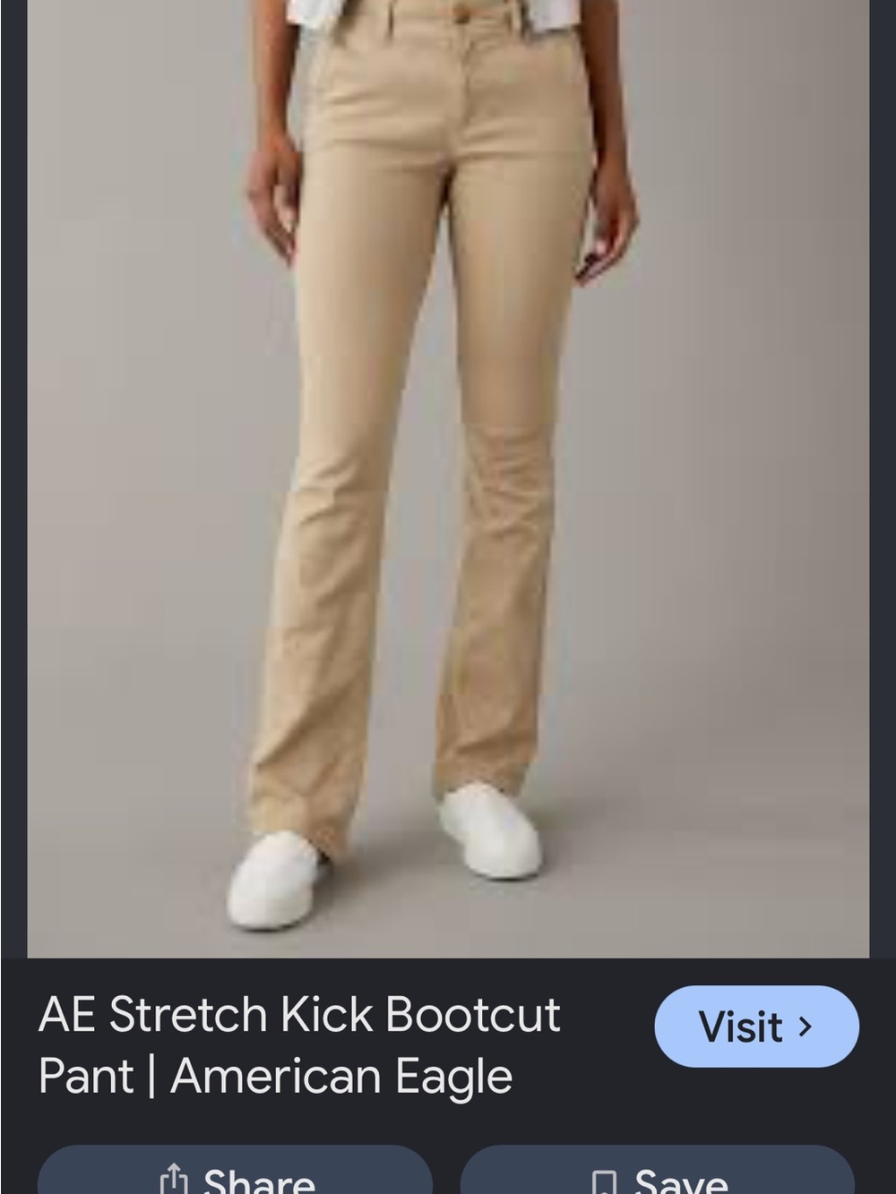 American Eagle Outfitters jeans chino Beige kick bootcut low rise NWoT 2 Long